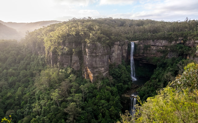 Waterfall forest sky clouds tiltshift #2 free wallpaper for desktop - medium preview image