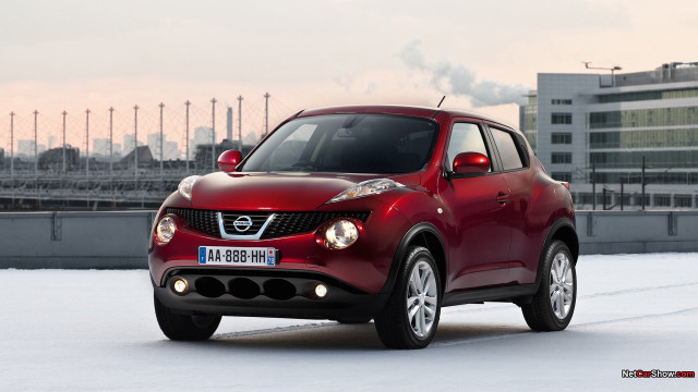 Red nissan juke snow building free wallpaper for desktop - medium preview image