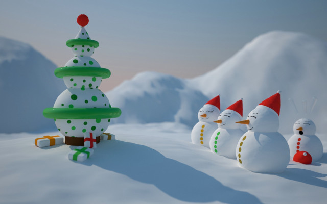 Snowmen christmas tree snow santa #2 free wallpaper for desktop - medium preview image