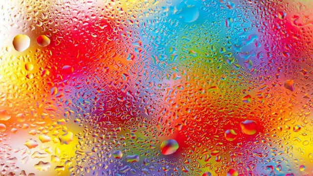 Colorful waterdrops rainbow autumn leaves #2 free wallpaper for desktop - medium preview image