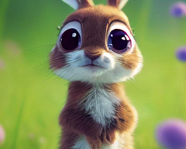 Cute rabbit big eyes purple free wallpaper for desktop - medium preview image