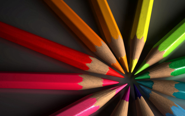 Colored pencils circle tabletop black free wallpaper for desktop - medium preview image