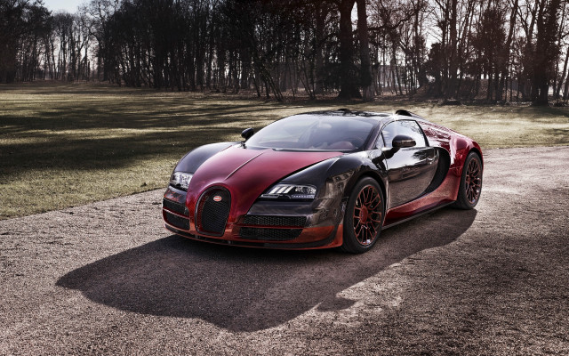 Red black bugatti road sun free wallpaper for desktop - medium preview image