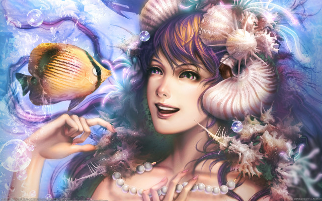 Woman fish shell jewelry underwater free wallpaper for desktop - medium preview image