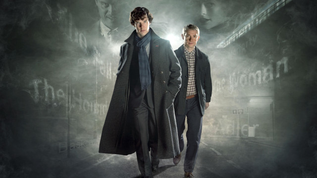 Two men trench coats fog free wallpaper for desktop - medium preview image