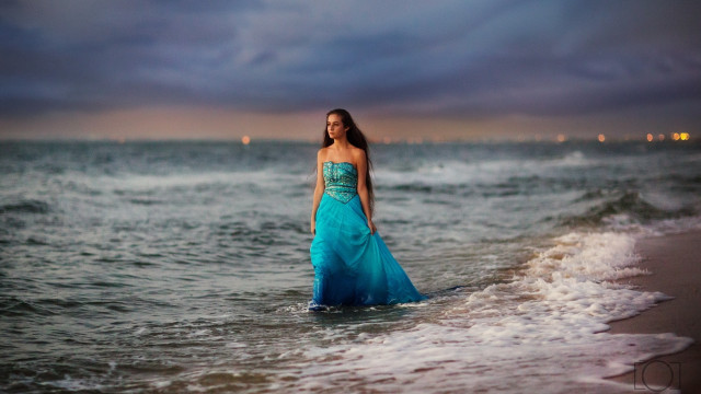 Daphne mcclure blue dress ocean #2 free wallpaper for desktop - medium preview image