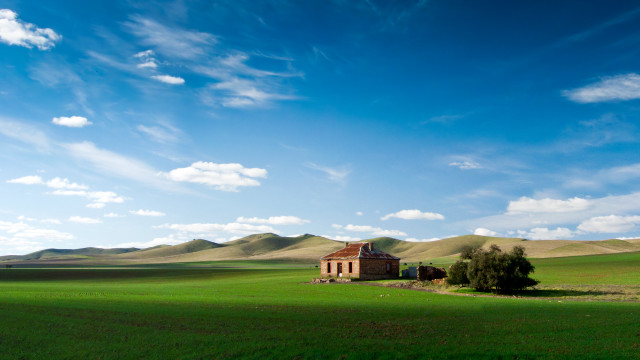 House field mountains sky clouds #2 free wallpaper for desktop - medium preview image