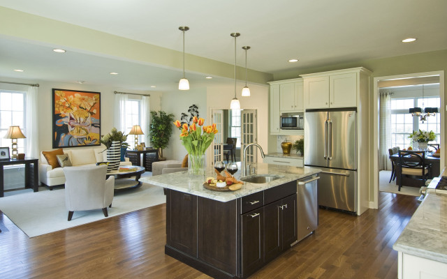 Kitchen center island vase flowers free wallpaper for desktop - medium preview image