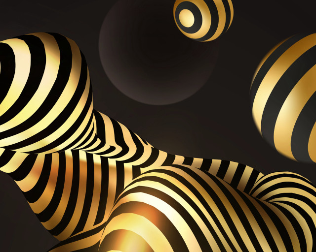 Shiny balls floating gold stripes free wallpaper for desktop - medium preview image