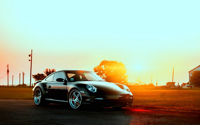 Black car sunset military 3d free wallpaper for desktop - medium preview image