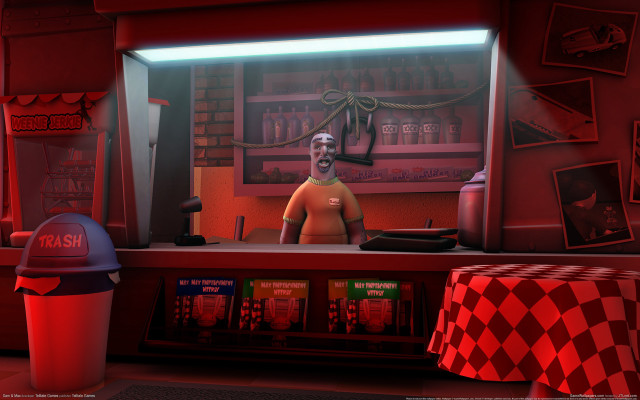 Red room man counter checkered free wallpaper for desktop - medium preview image