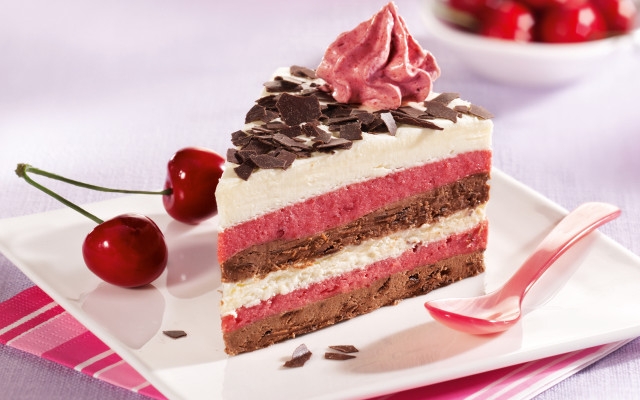 Pastel rococo cake cherry plate free wallpaper for desktop - medium preview image