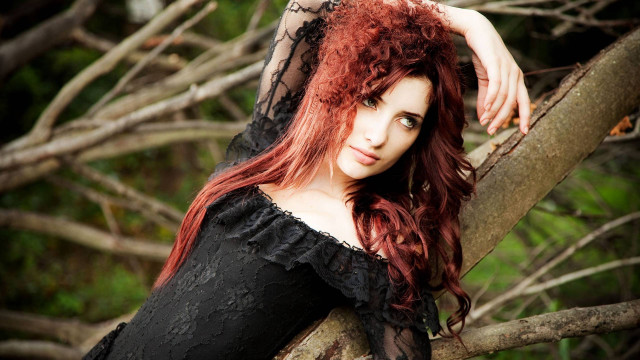 Redhair forest gothic portrait branch free wallpaper for desktop - medium preview image