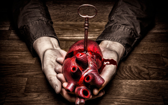 Heart skeleton key gothic surrealist free wallpaper for desktop - medium preview image