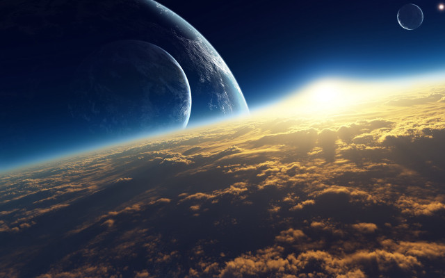 Earth space moon sun clouds free wallpaper for desktop - medium preview image