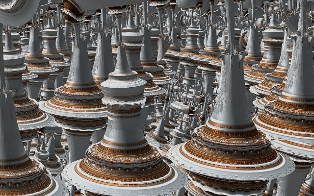 City towers clock library raytraced free wallpaper for desktop - medium preview image