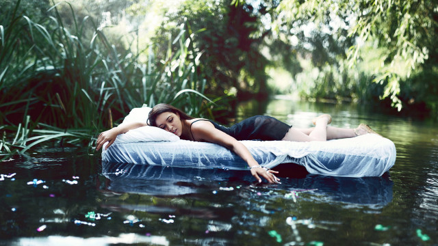 Woman water mattress forest dreamscape free wallpaper for desktop - medium preview image