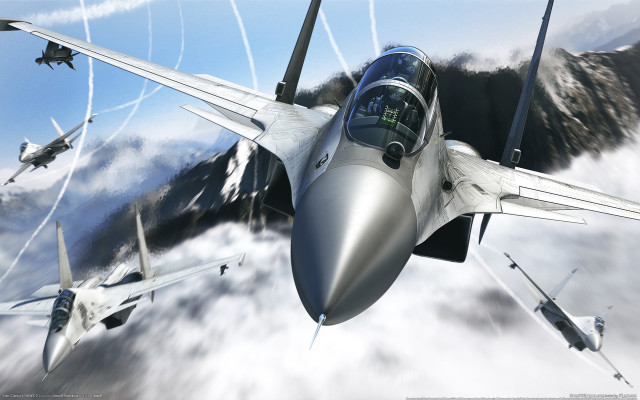 Fighter jet sky battle mountains free wallpaper for desktop - medium preview image