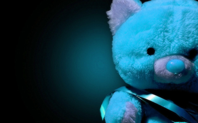 Blue teddy bear glowing hologram free wallpaper for desktop - medium preview image
