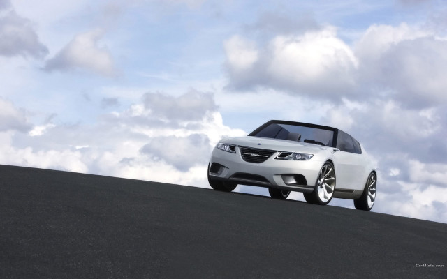 White car hill clouds sky free wallpaper for desktop - medium preview image