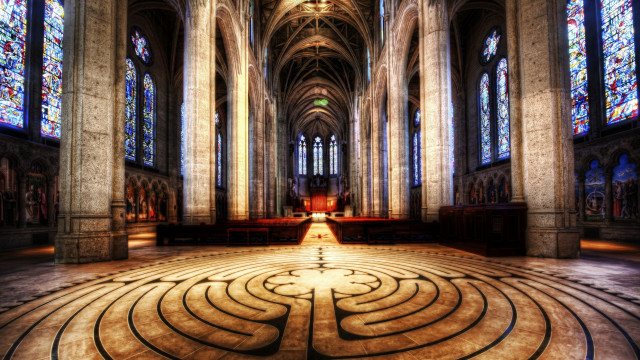 Large maze stained glass gothic free wallpaper for desktop - medium preview image