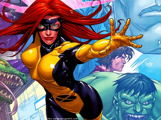 Woman yellow black costume arms free wallpaper for desktop - medium preview image