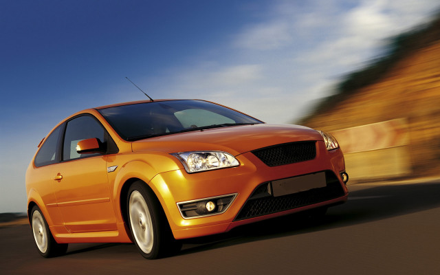 Orange car forest hill blue free wallpaper for desktop - medium preview image