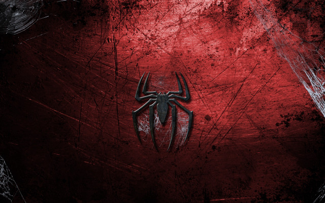 Spiderman logo red background black free wallpaper for desktop - medium preview image