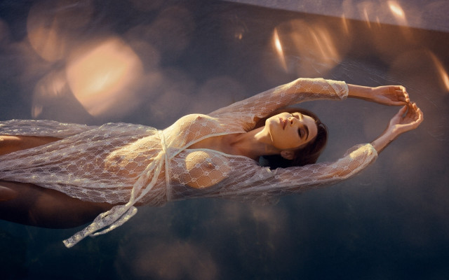 Woman floating water white dress #2 free wallpaper for desktop - medium preview image