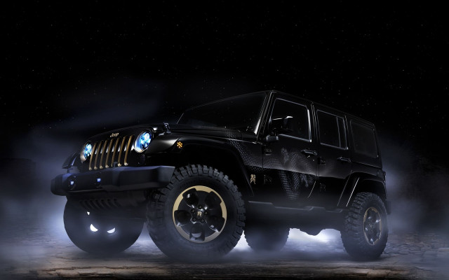 Jeep night sky fog stars free wallpaper for desktop - medium preview image
