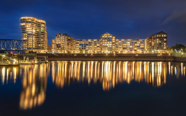City skyline bridge river night #82 free wallpaper for desktop - medium preview image