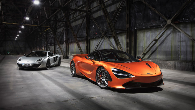 Orange sports cars garage dark free wallpaper for desktop - medium preview image