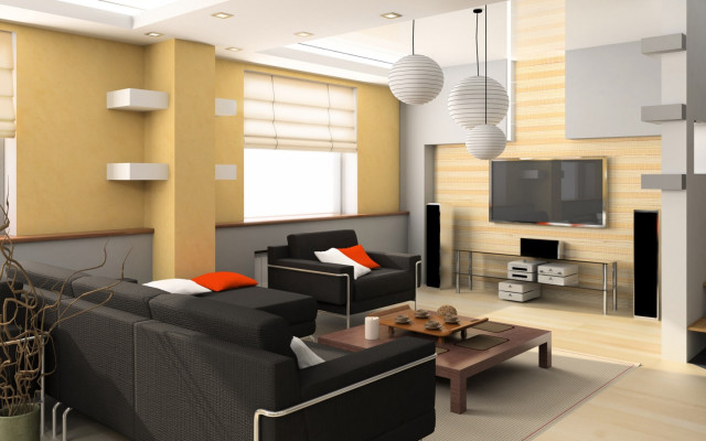 Living room minimalist 3d rendering free wallpaper for desktop - medium preview image