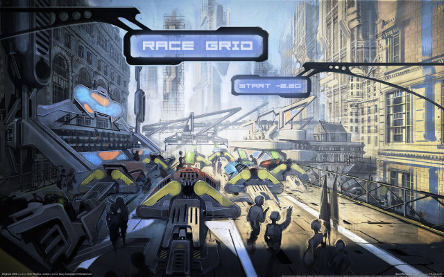 Futuristic city race grid afrofuturism free wallpaper for desktop - medium preview image