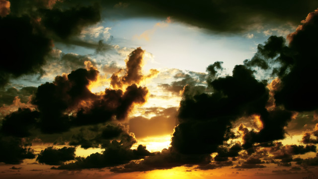 Sunset clouds plane water boat free wallpaper for desktop - medium preview image
