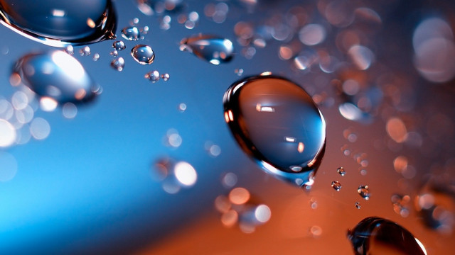 Water droplets blue orange reflection free wallpaper for desktop - medium preview image