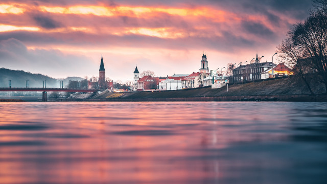 City bridge river sunset sky #2 free wallpaper for desktop - medium preview image