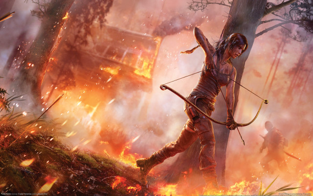 Man archer fire smoke house free wallpaper for desktop - medium preview image