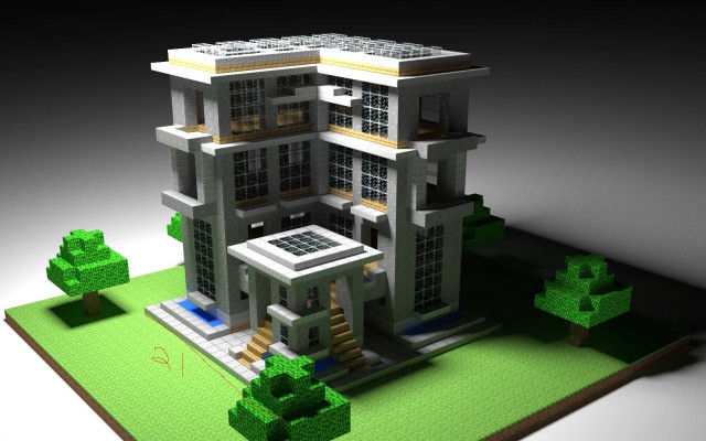 Large house windows trees urban free wallpaper for desktop - medium preview image