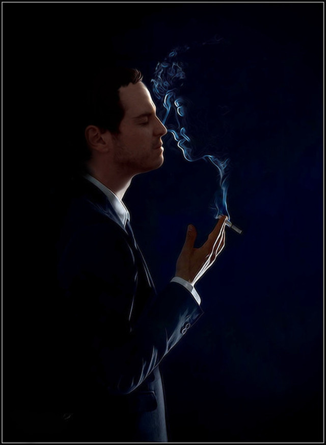 Man suit smoking cigarette dark free wallpaper for mobile - medium preview image