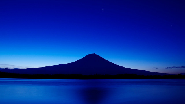 Mountain night blue sky ocean free wallpaper for desktop - medium preview image