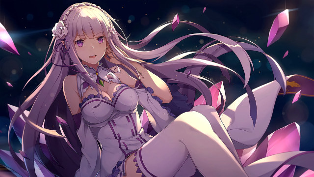 Long hair purple outfit flower free wallpaper for desktop - medium preview image