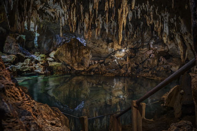 Cave pool staircase entrance water free wallpaper for desktop - medium preview image
