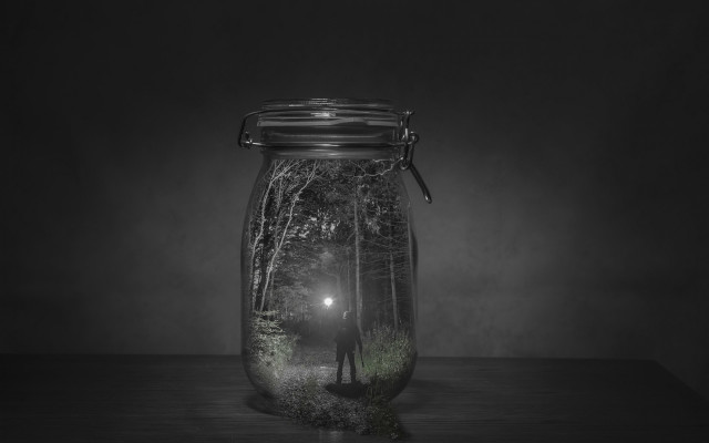 Person jar light table dark free wallpaper for desktop - medium preview image