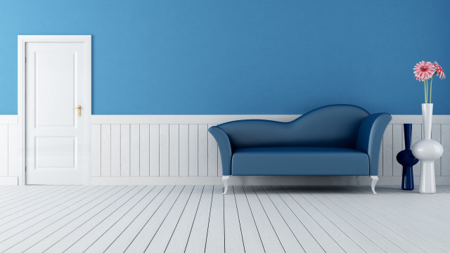 Blue chair vase flower white free wallpaper for desktop - medium preview image
