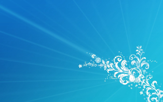 Blue background white floral starburst #2 free wallpaper for desktop - medium preview image