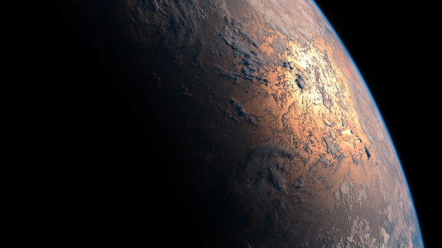 Red planet closeup brightlight darkspace free wallpaper for desktop - medium preview image