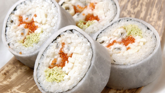 Sushi closeup woodenboard pastel food free wallpaper for desktop - medium preview image