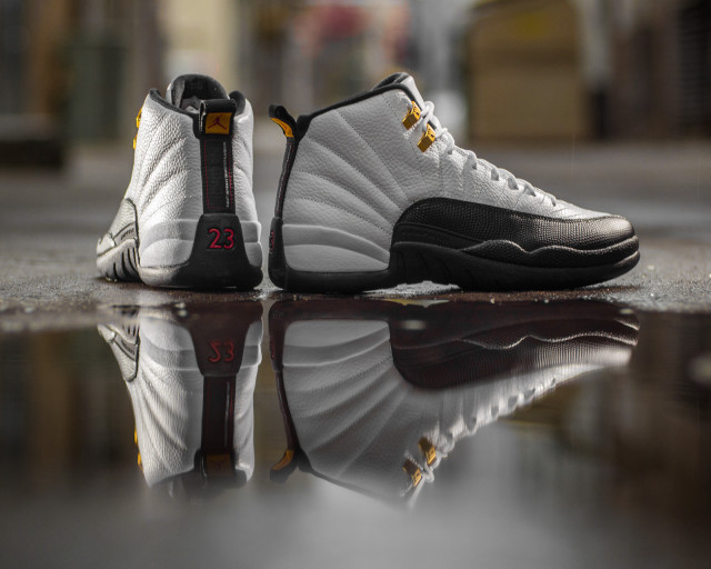 White black sneakers reflective surface free wallpaper for desktop - medium preview image