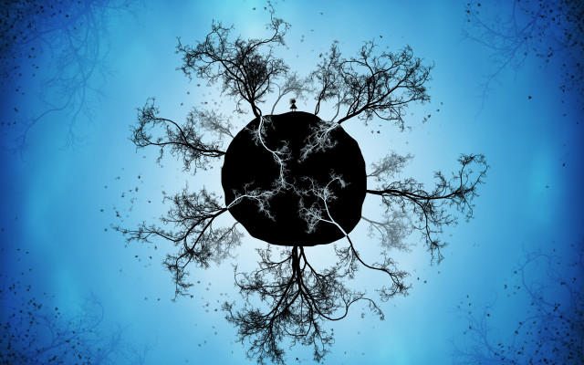 Bare tree blue moon fractal free wallpaper for desktop - medium preview image
